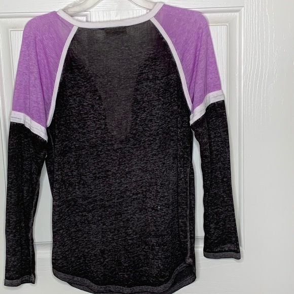 Bobbie Brooks Tie Front Raglan Tee Purple BLK NWT - Picture 6 of 10